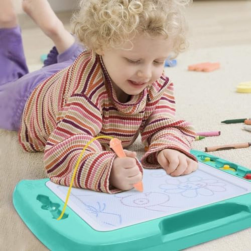 Toddler Toys for Kids, Large Magnetic Drawing Board for Birthday Gift, Toys for 1 2 3 4 Year Old Girls Boys, Etch & Sketch Pad with 4 Stamps, Learning and Educational, 16 ×13 In, Green