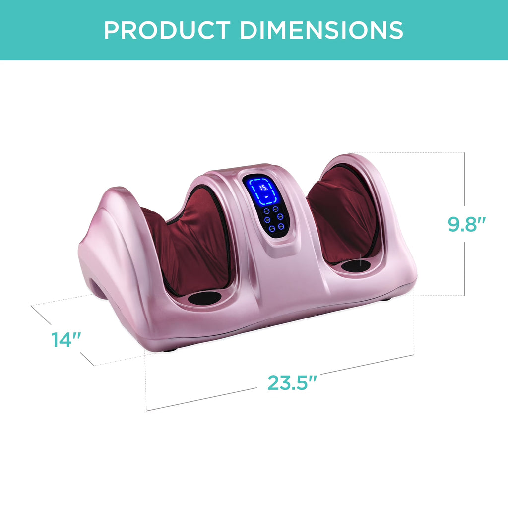 Therapeutic Kneading & Rolling Shiatsu Foot Massager W/ High Intensity Rollers, Remote - Rose