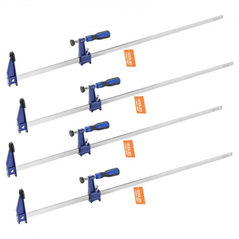 Bar Clamps for Woodworking, 4-Pack 36 Inch Opening, Lockable F-Clamp with 600 Lbs Load Limit, 2-1/2 Inch Depth, Cast Iron and Carbon Steel, Easy to Use, Wood Clamps for Woodworking Metal Working