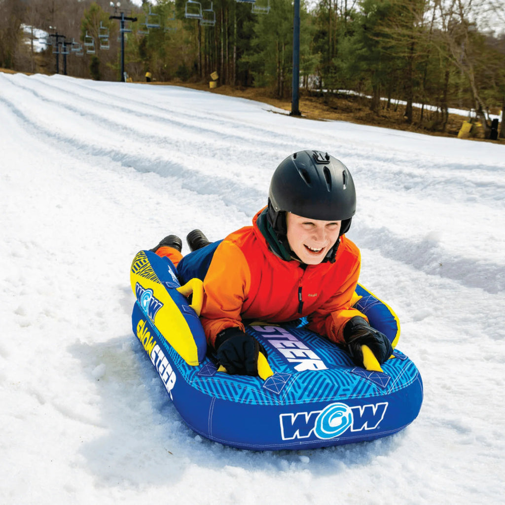 WOW Watersports Snowsteer Snow Sled with Lying Position for Easy Sledding