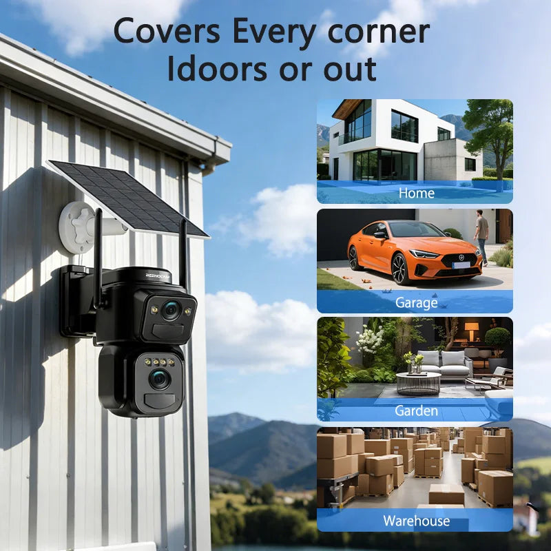SZSINOCAM Dual Lens Solar Wifi Camera Outdoor Security 24H Record Built in Battery Solar Panel Wireless Cam Alarm