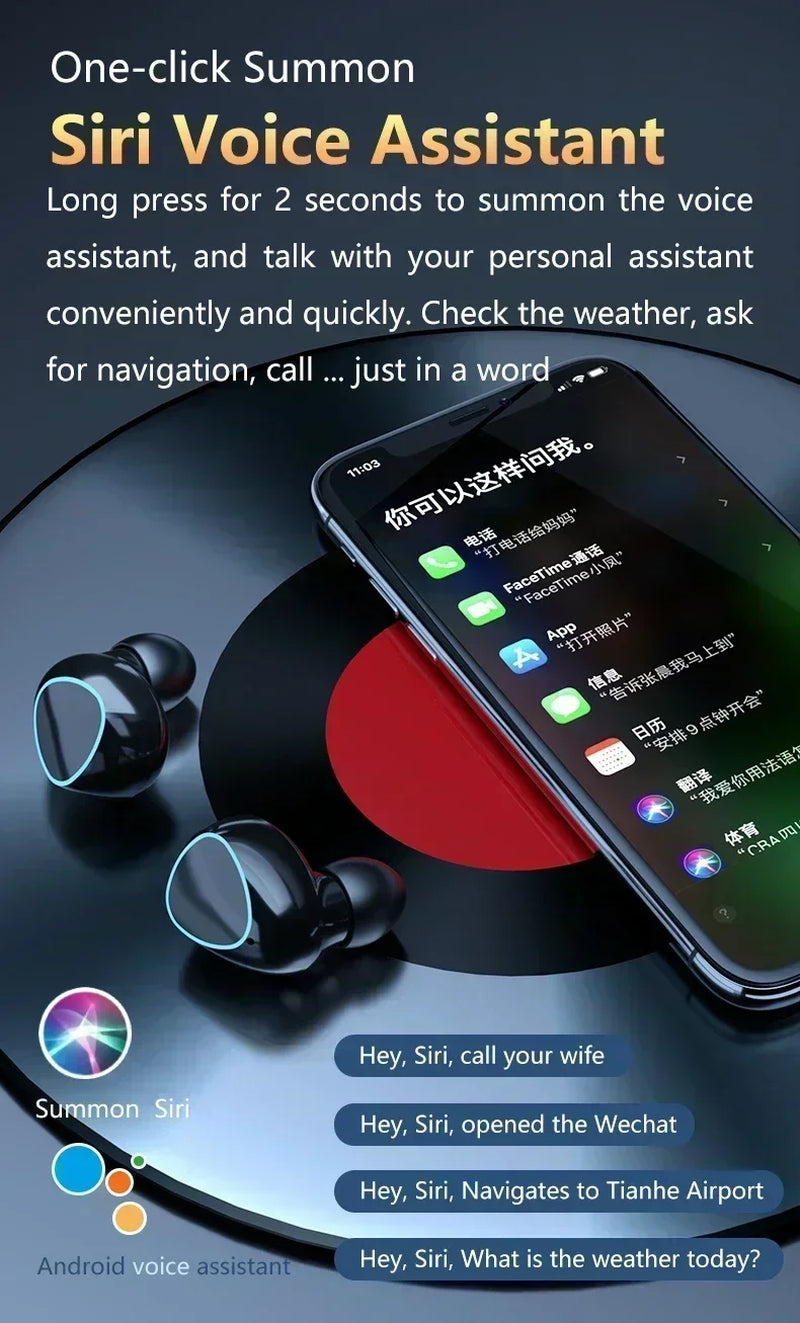 M10 Wireless Headphone Bluetooth Earphones Waterproof Earpieces Sport Earbuds for Huawei Iphone OPPO Xiaomi TWS Music Headset