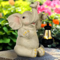 Gigalumi Solar Elephant Garden Statue with Lantern for Patio, Balcony(1 Pack)