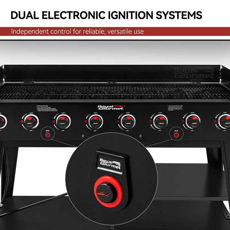 8 - Burner Liquid Propane Gas Grill and Side Tables