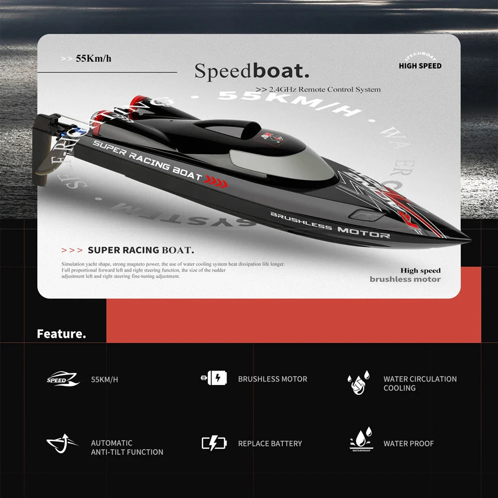 WL916 WL912-A RC Boat 2.4Ghz 55KM/H 35KM/H High Speed Racing Watercraft Remote Control Speedboat Toys for Boys