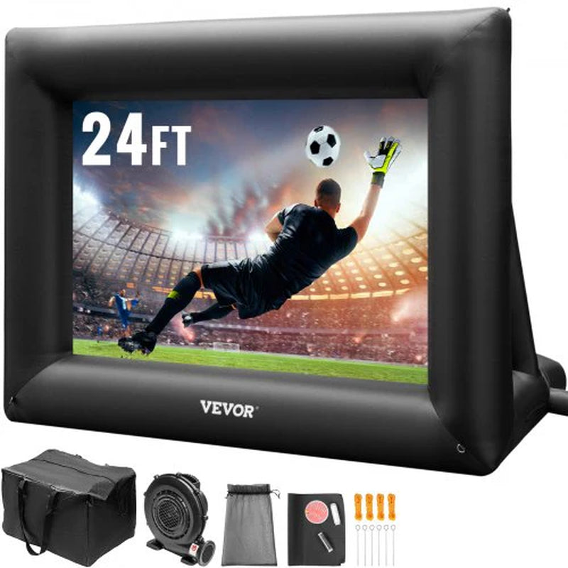 VEVOR Inflatable Movie Screen 24Ft£¨288Inch£© Inflatable Projector Screen for outside with 360W Air Blower Inflatable Screen Oxford Fabric Material Blow up Screen for Outdoor Movie Supports Front/Rear Projection
