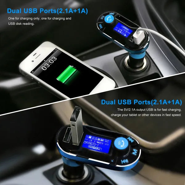Car Wireless FM Transmitter Dual USB Charger Hands-Free – Practical Tech Gift for Drivers
