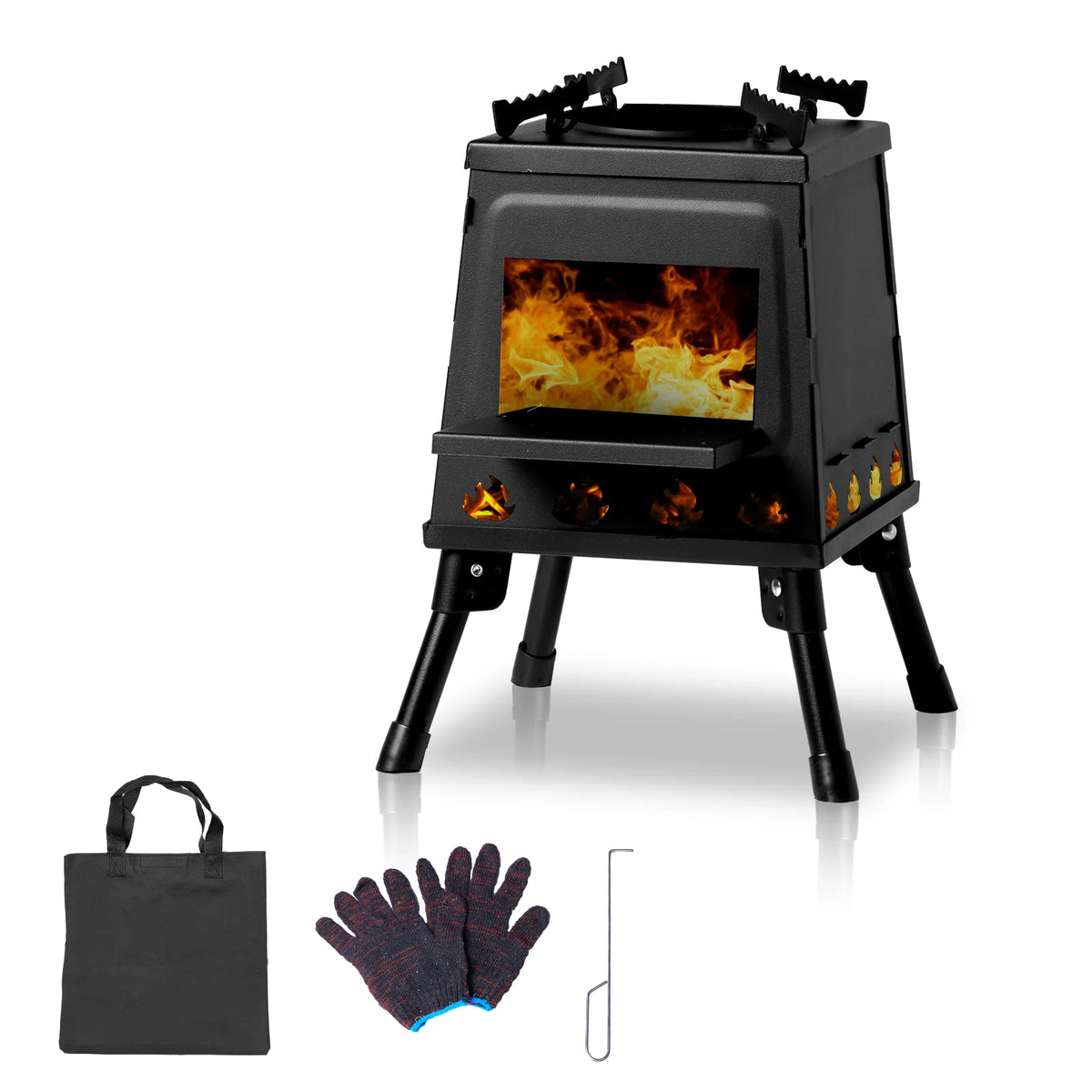 Wrought Iron Panel 27X27X34Cm Black Detachable Piece Portable Camping Stove
