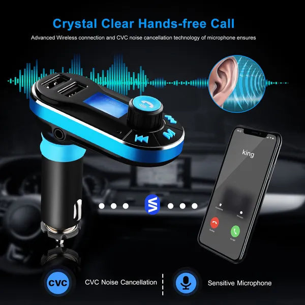 Car Wireless FM Transmitter Dual USB Charger Hands-Free – Practical Tech Gift for Drivers