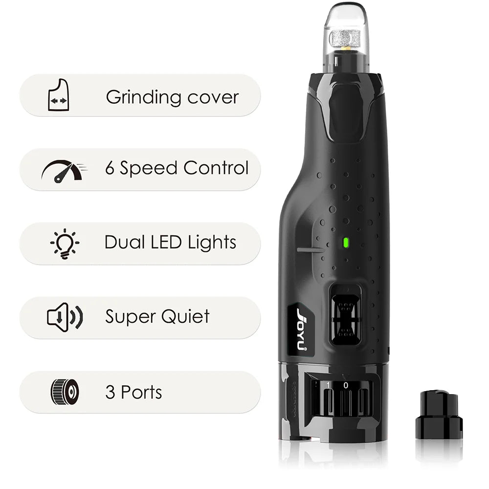 Dog Nail Grinder Dustproof with 2 LED Light - Super Quiet Powerful 6-Speed Nail Trimmer File for Small Medium Large Dogs Dog Acc