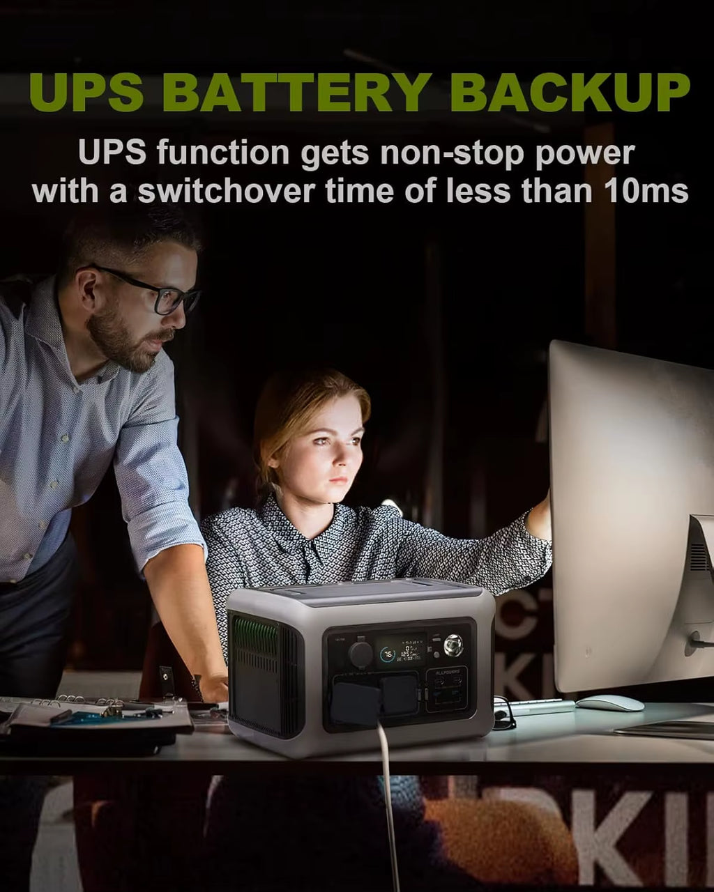 Portable Power Station R600, 299Wh Lifep04 Battery with 2X 600W (1200W Surge) AC Outlets for Outdoor Camping RV Home