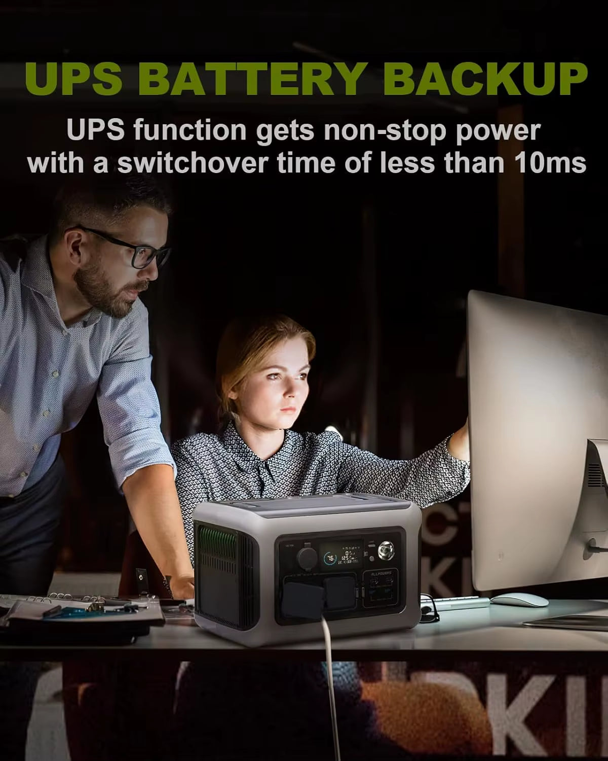 Portable Power Station R600, 299Wh Lifep04 Battery with 2X 600W (1200W Surge) AC Outlets for Outdoor Camping RV Home