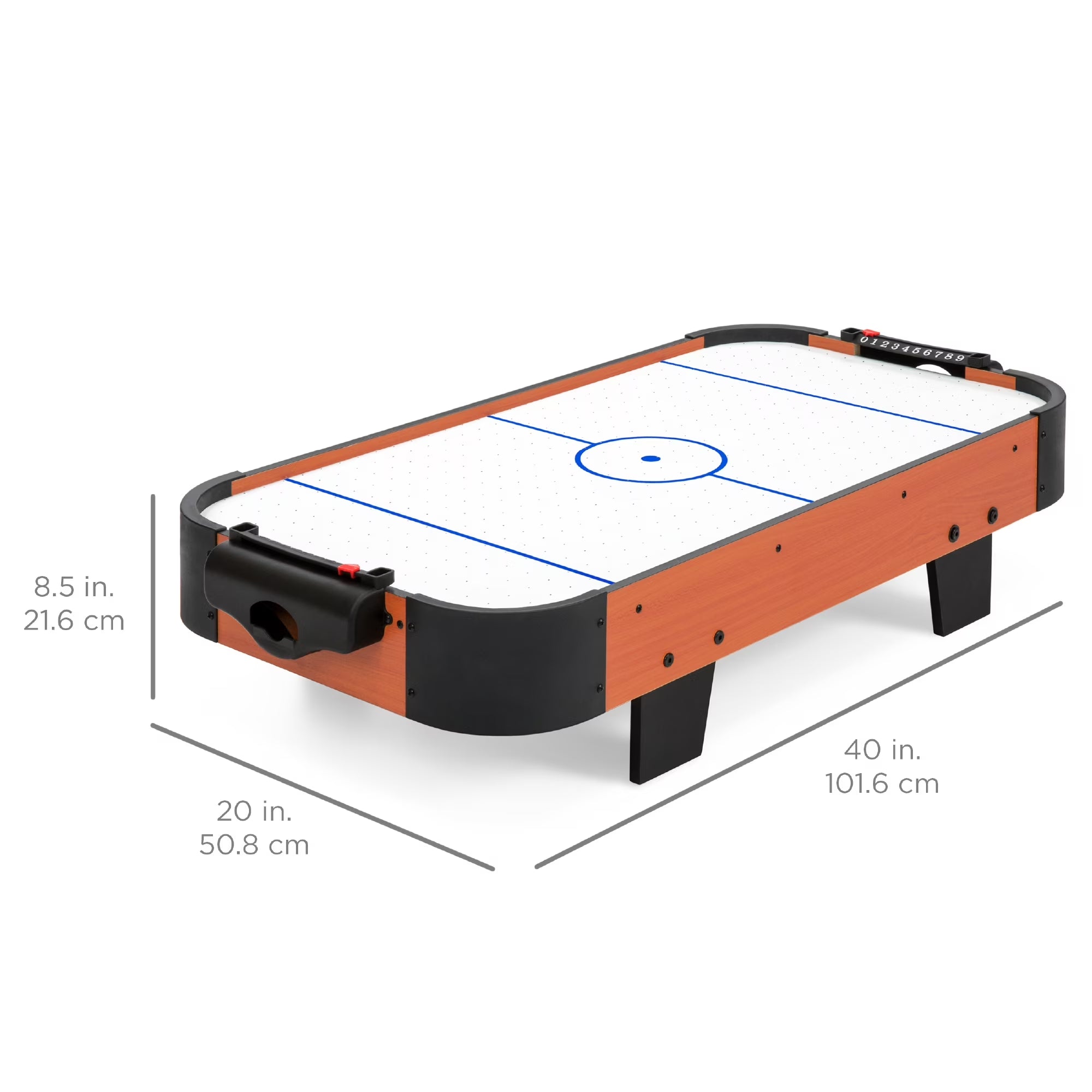 40In Air Hockey Arcade Table W/ 100V Motor, Electric Fan, 2 Strikers, 2 Pucks - Light Brown