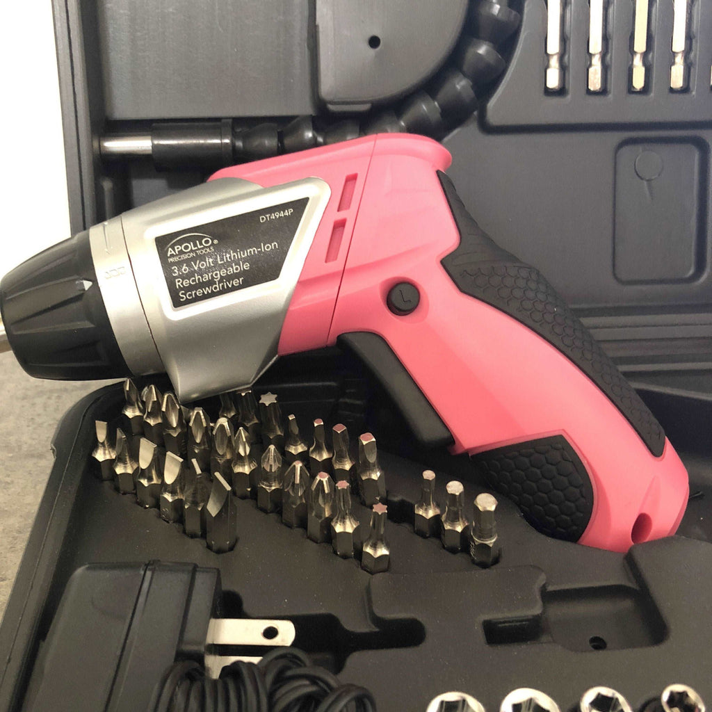 3.6 Volt Lithium-Ion Rechargeable Screwdriver with 45 Piece Accessory Set - Pink DT4944P