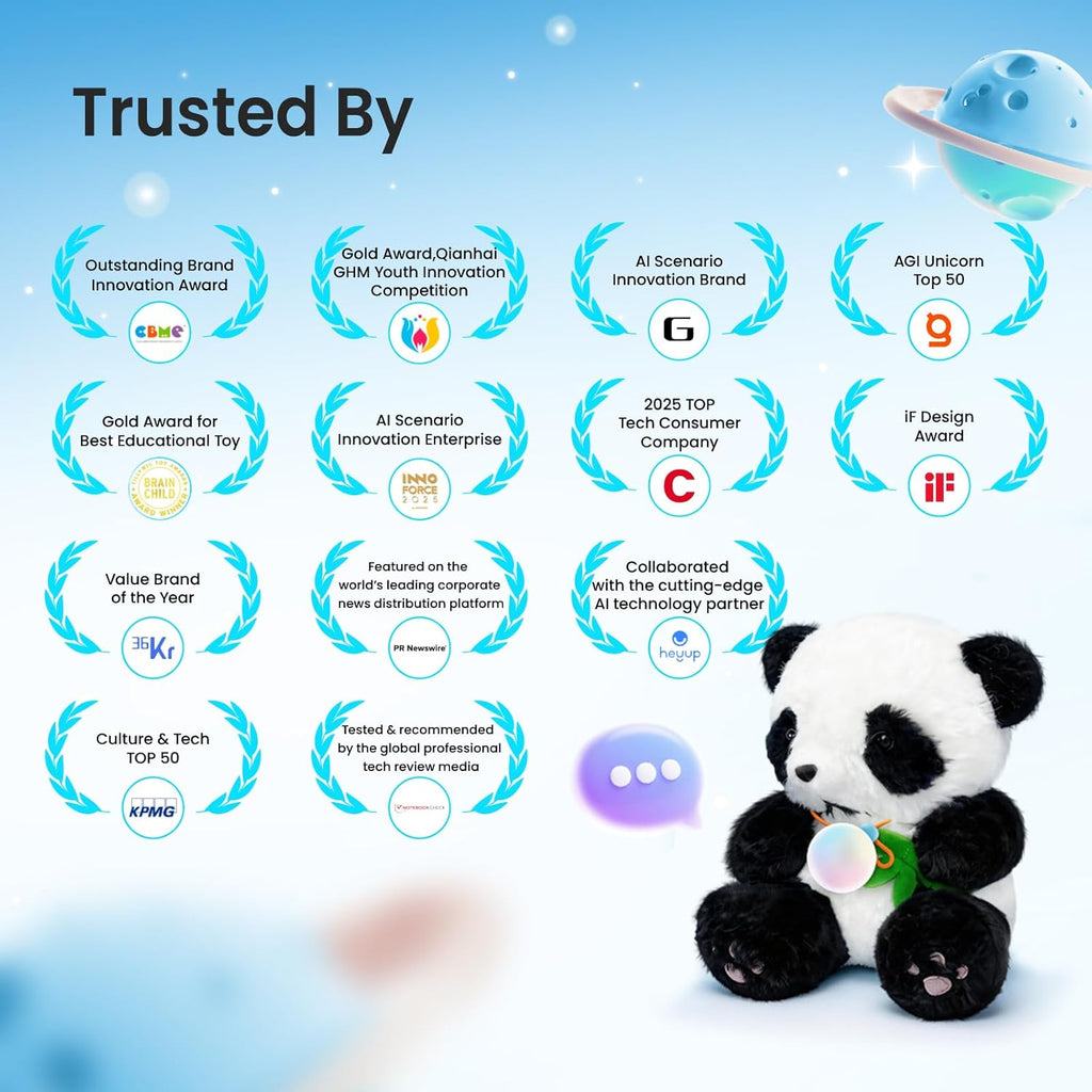 AI Panda Plush Toy for Kids with Interactive Stories, Screen Free Learning and Smart Conversations