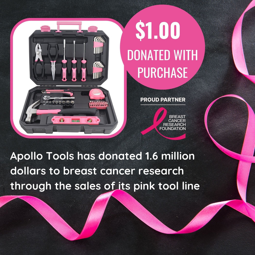 Essential 65-Piece Pink Tool Set with Socket Set and Most-Used Tools for Do it Yourself Repairs and Maintenance - DT0001P
