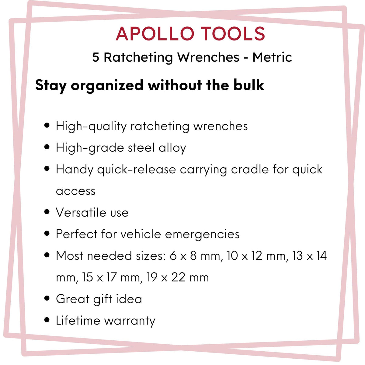 5 Ratcheting Wrenches - Metric - DT1213