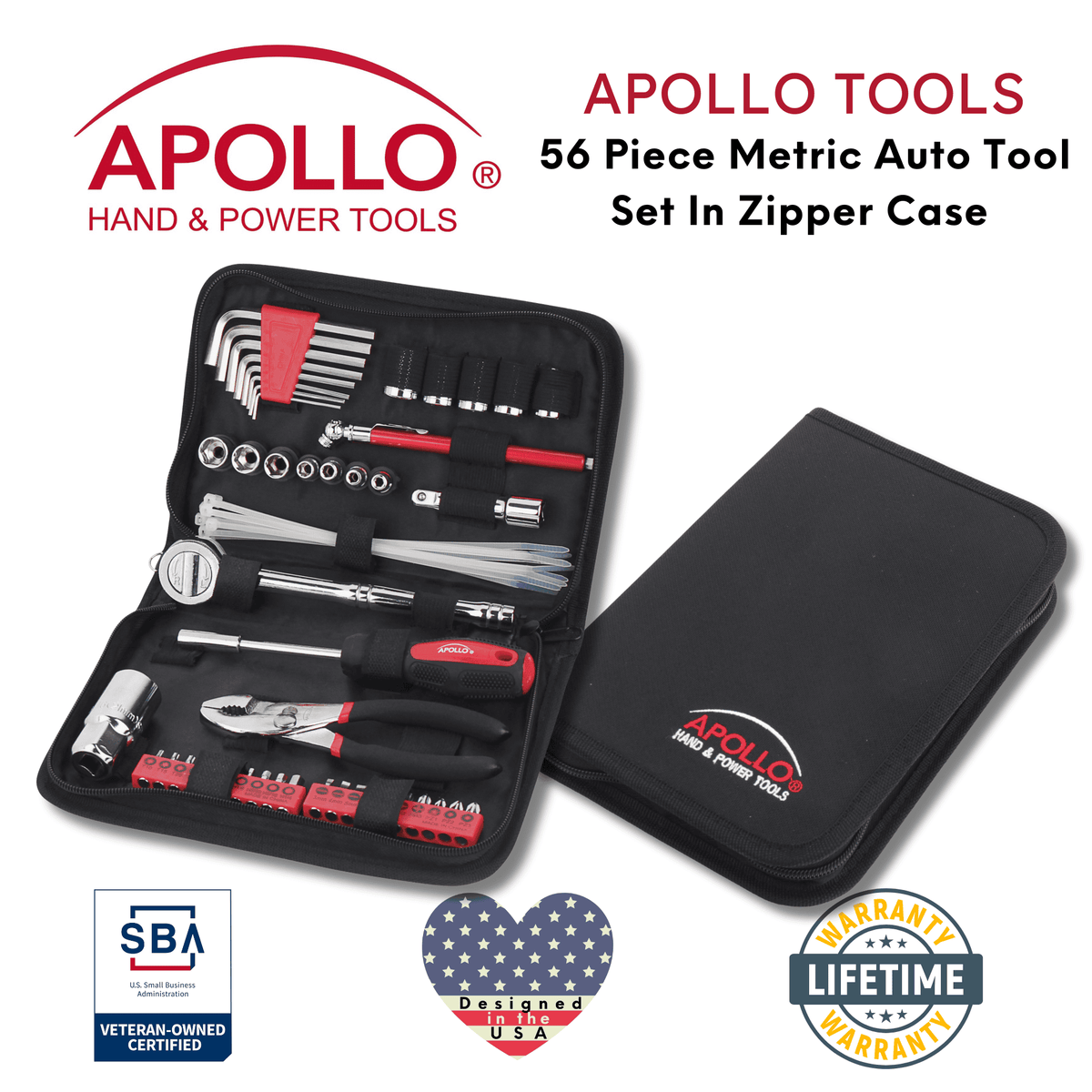 56 Piece Metric Auto Tool Set In Zipper Case - DT9775