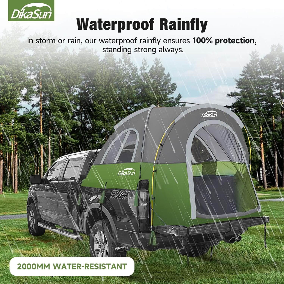 5.5-6.7ft Portable Pickup Truck Bed Tent Green
