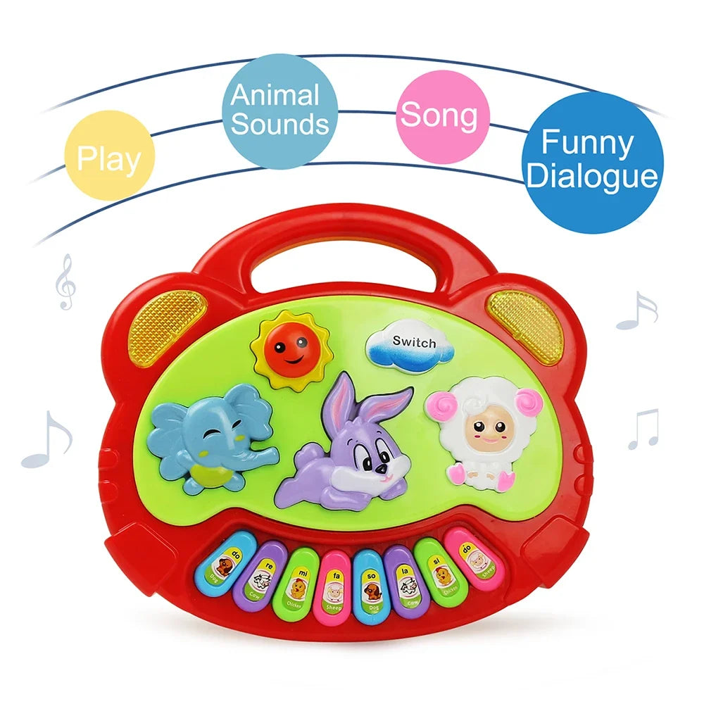 Kids Cartoon Piano Keyboard Game with Animal Sounds Flashing Light Music Baby Instrument Music Toys Educational Toys Kids Gifts