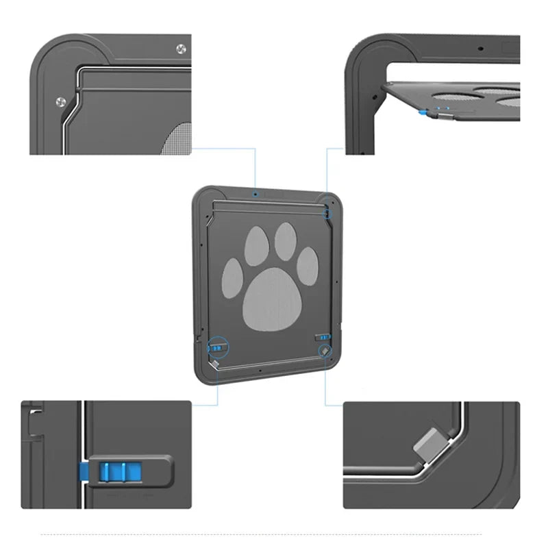 4-Way Lockable Pet Door – Durable Plastic Dog & Cat Flap for Screen Windows and Doors