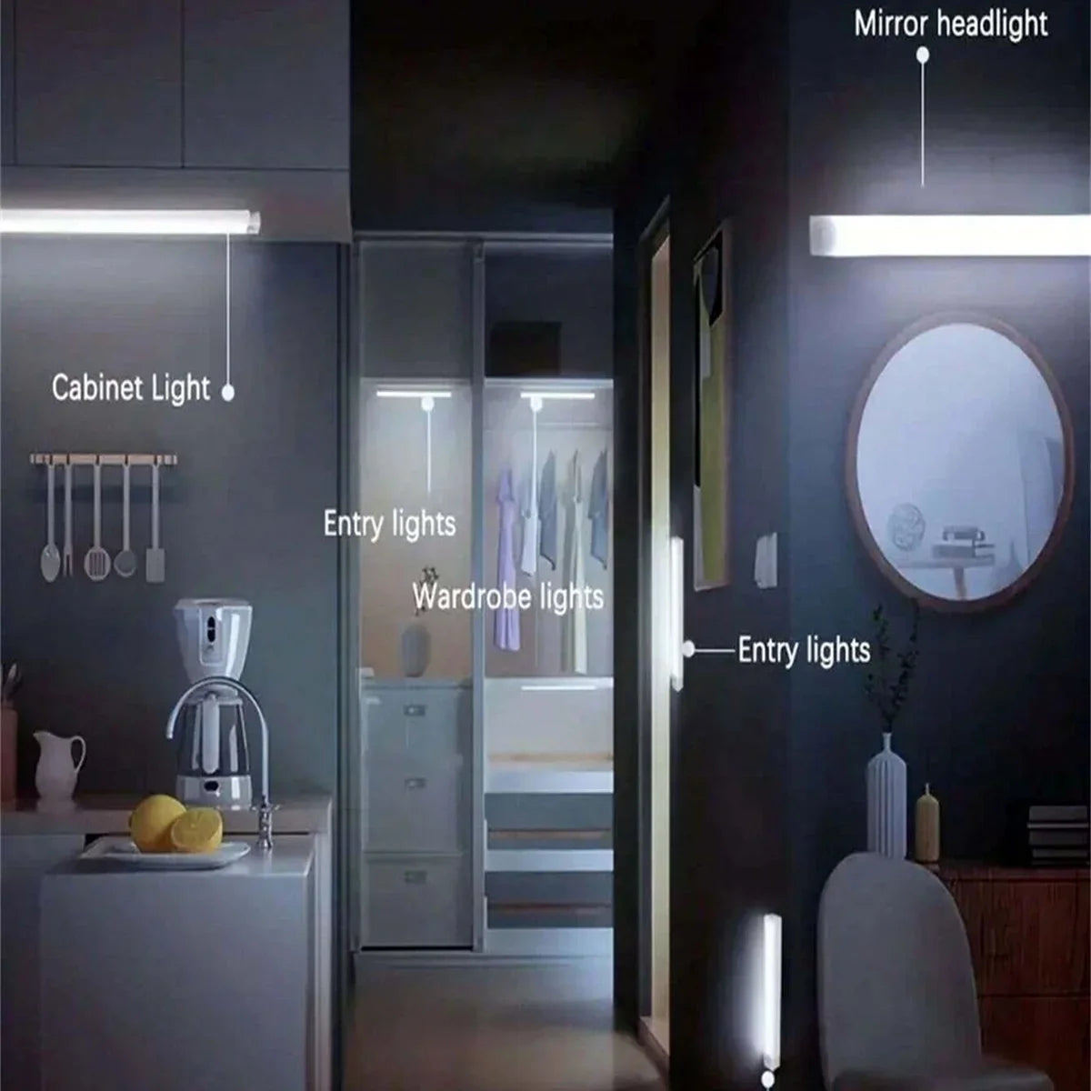 Wireless LED Night Light Motion Sensor Light Closet Night Lamp For Kitchen Bedroom Detector Light Cabinet Staircase Backlight