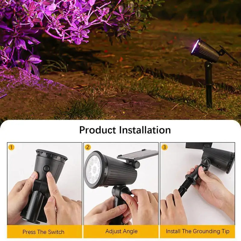 9LED Solar Spotlights Garden Waterproof IP65 Spot Lights Brightness Adjustable for Outdoor Backyard Driveway Lawn Decor Lighting