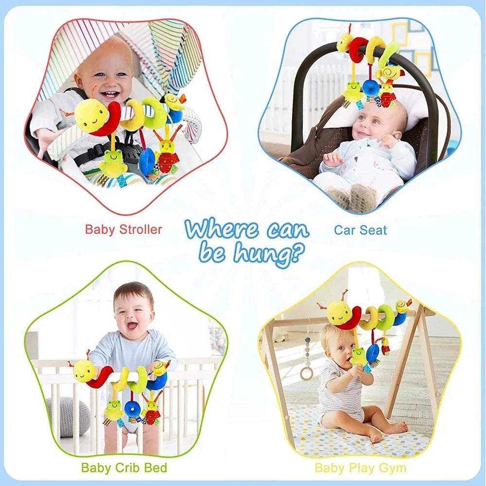 Cute Activity Musical Spiral Crib Stroller Car Seat Travel Hanging Toys Baby Boys Girls Rattles Toy