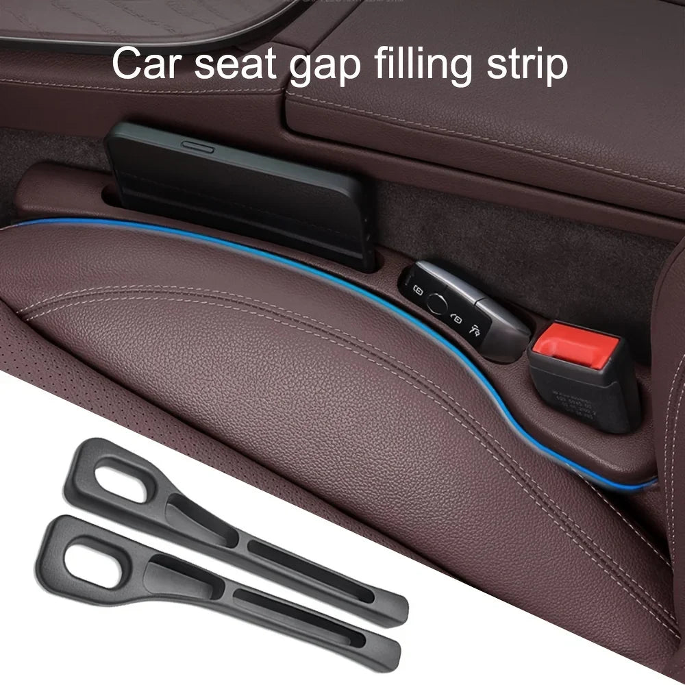 2pc Car Seat Gap Filler Organizer Pu Waterproof Car Seat Gap Plug Strip with 2 Grooves Seat Gap Storage Auto Interior Accessorie