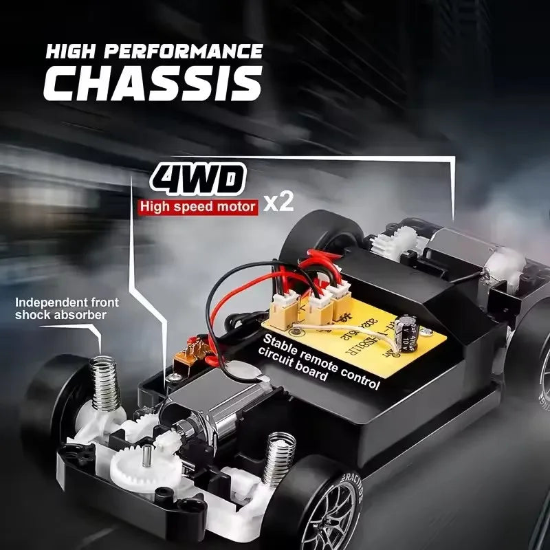 New 4WD Remote Control Drift Car Full Size 1:24 Mini Remote Control Racing Car Model 2.4G Radio High Speed RC Car Boy Toy Gift