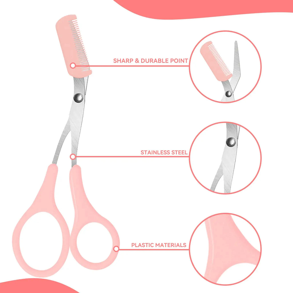 Eyebrow Trimmer, Stainless Steel Eyebrow Scissors With Comb, Eyebrow Trimming Scissors Hair Removal Beauty Tools
