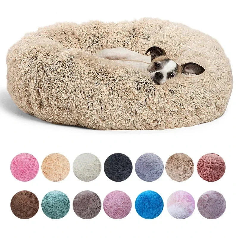 Round Plush Pet Bed for Large & Medium Dogs – Super Soft Cat Bed, Cozy Winter Warm Sleeping House