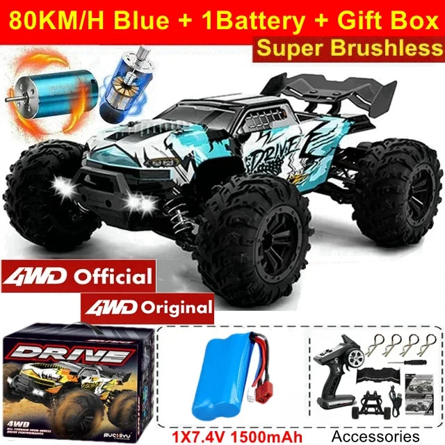 4WD Remote Control Car Off Road 4x4 RC High Speed Buggy Truck Super Brushless 50 or 80KM/H Fast Drift Racing Toy Kids Adults