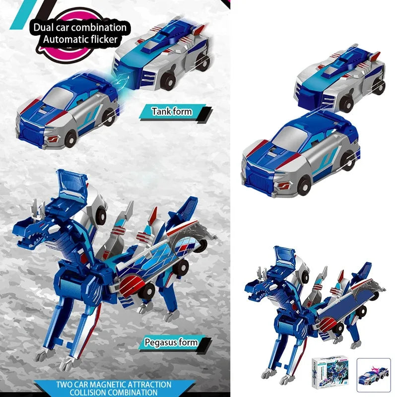 Unicorn Transformer : Magic Transformation Super Combination Car Toy 2 In 1 Kids Magnetic Collision Transforming Car Diy Toy