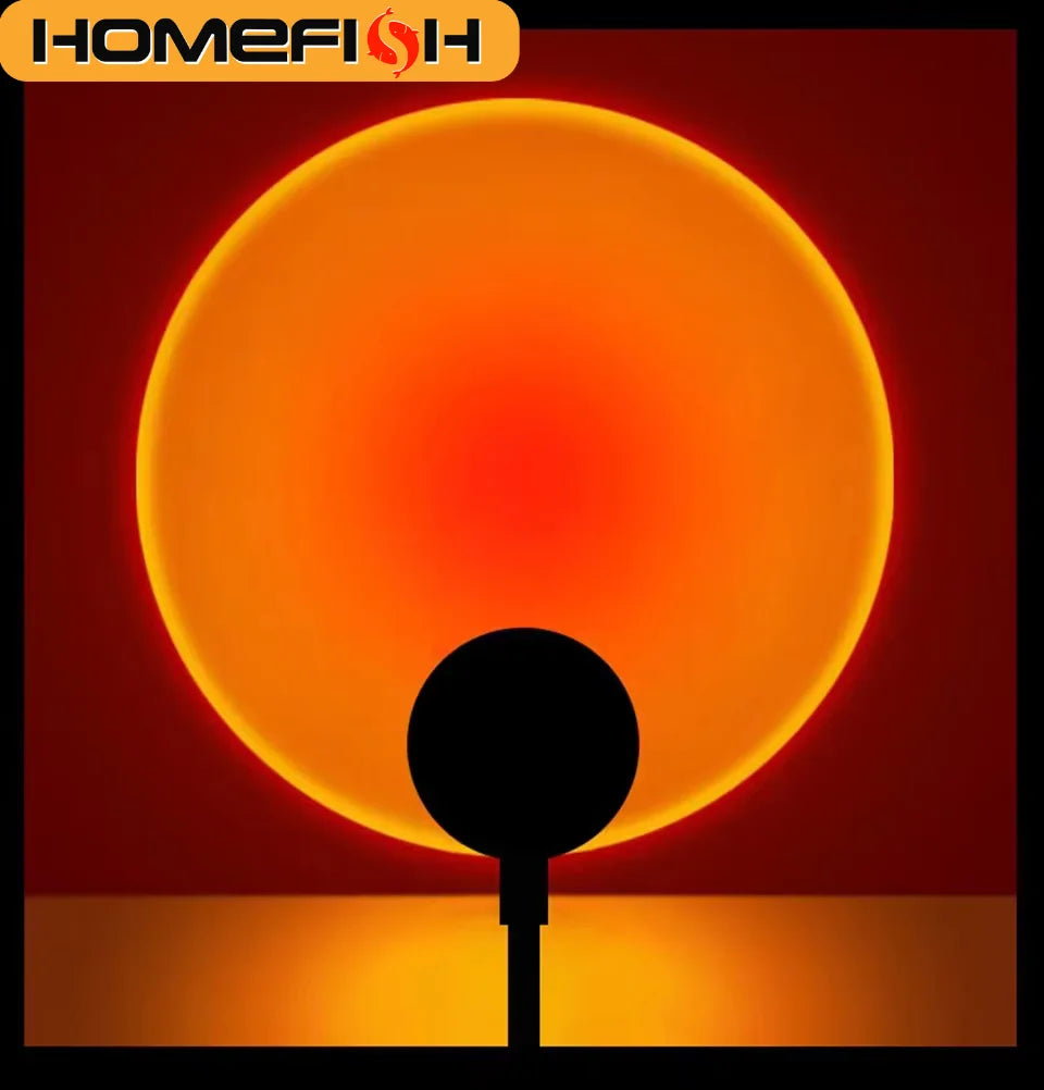 HOMEFISH USB Sunset Projector Lamp Night Light for Bedroom Living Room Wall Photography Party Mood Lighting Decoration