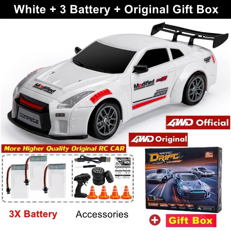 New 4WD Remote Control Drift Car Full Size 1:24 Mini Remote Control Racing Car Model 2.4G Radio High Speed RC Car Boy Toy Gift