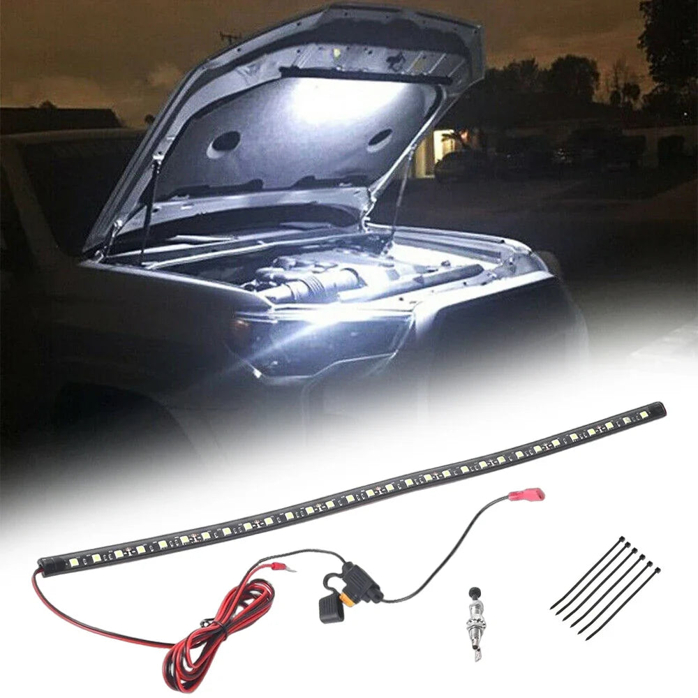 Universal Under Hood Engine Repair White LED Light Bar with Auto On/Off Switch Control Car SUV Pickup Offroad Repair Work Light