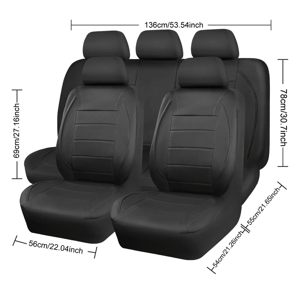 Universal Leather Car Seat Covers Red Simple Waterproof 5 Seat Car Seat Cover