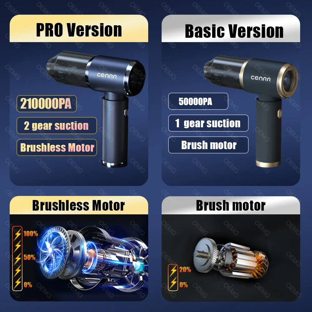 CENRR Car Vacuum Cleaner High Suction 210000PA Wireless Vacuum Cleaner Cordless Vacuum Cleaner High Pressure Cleaning Machine