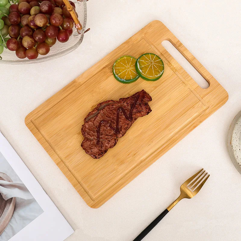 Double-Sided Bamboo Cutting Board - Natural Moso Bamboo Anti-Mold Kitchen Chopping Board with Vertical Stand