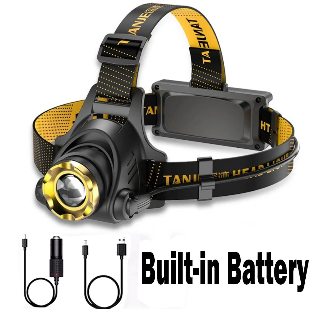 LED Headlamp Rechargeable Head Torch Zoom Headlight Lamp Flashlight Fishling Camping Light with 3 Modes Work Light