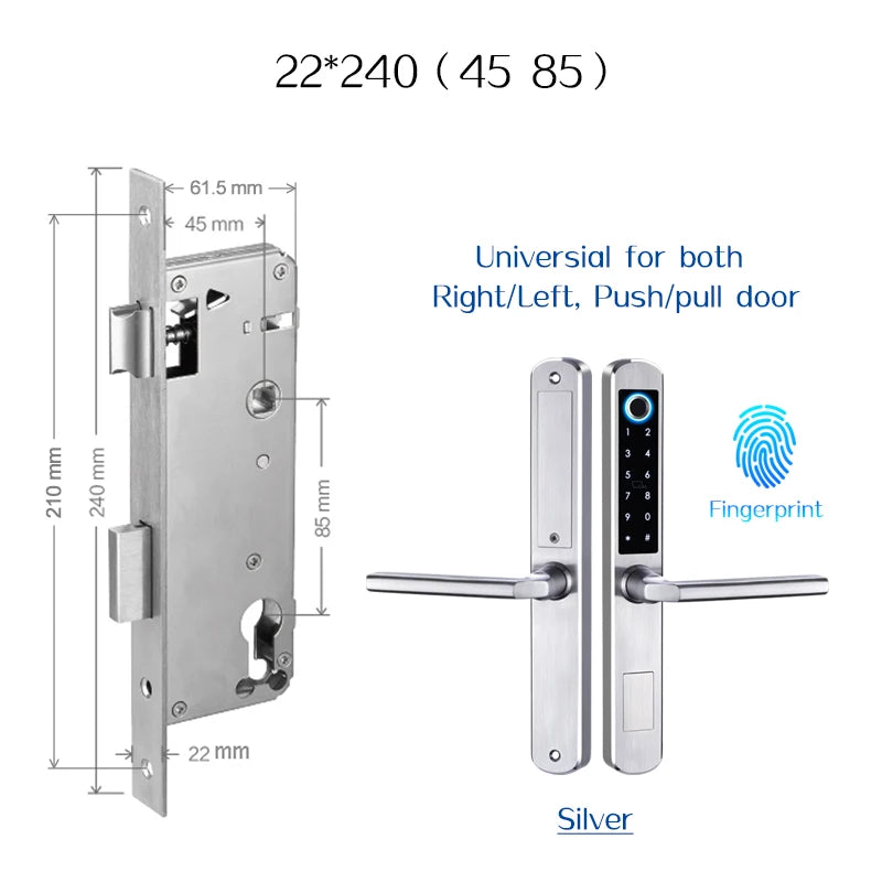 Stainless Steel Waterproof Biometric Fingerprint Door Lock Electronic Smart Door Lock RFID Card Lock for Aluminum Glass Door