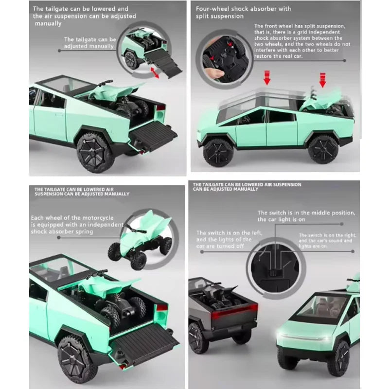 Diecast Metal Pickup Truck Toys for Boys Age 3-8 with Pull Back Toy Cars Gift for Kids