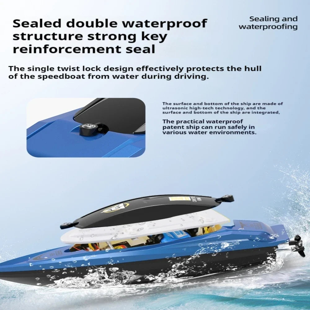 Remote Control Boat for Kids and Adults, 25 KPH Fast RC Speed Boats with 700Mah Battery, Ideal Waterproof Toy Boats for Lakes & Pools