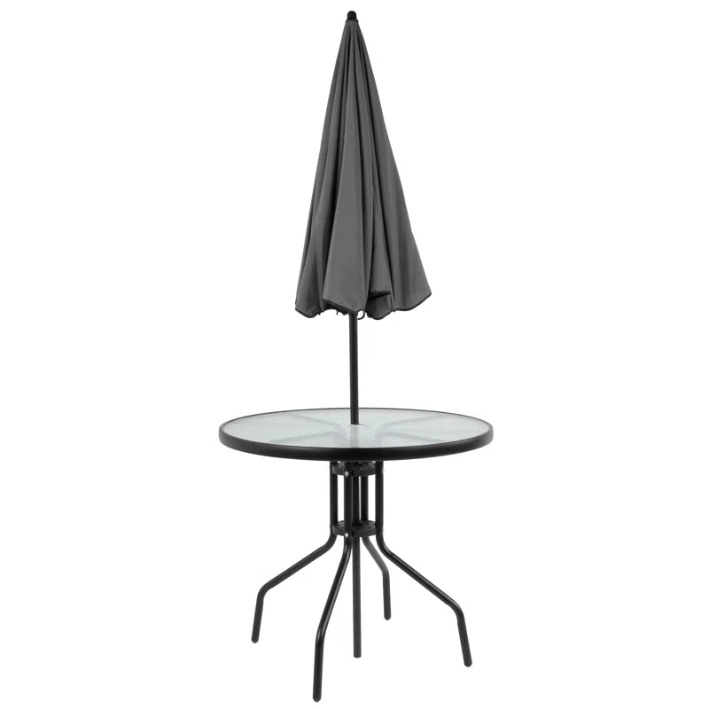 Amlie 6-Piece Rippled Glass Outdoor Patio Table Set with Folding Chairs by Flash Furniture