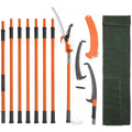 VEVOR Manual Pole Saw, 7.3-27 Ft Extendable Tree Pruner, Sharp Steel Blade and Scissors High Branches Trimming, Branch Trimmer with Lightweight 8 Fiberglass Handles, for Pruning Palms and Shrubs
