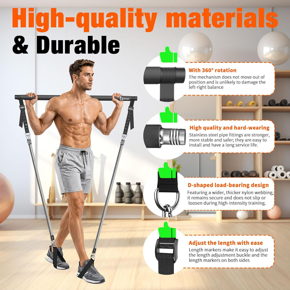Pilates Bar Kit with Resistance Bands,Pilates Bar with Stackable Bands Workout Equipment for Legs,Hip,Waist and Arm,Exercise Fitness Equipment for Women & Men Home Gym Yoga Pilates