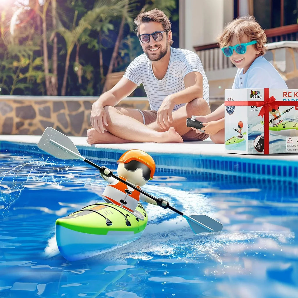 RC Kayak Boat for Kids,2.4 Ghz Remote Control Shark Boat Toys W/LED Light for Pools,Lake,Bathtub Never Capsize Summer Outdoor Water Toys Gift for Boys Girls