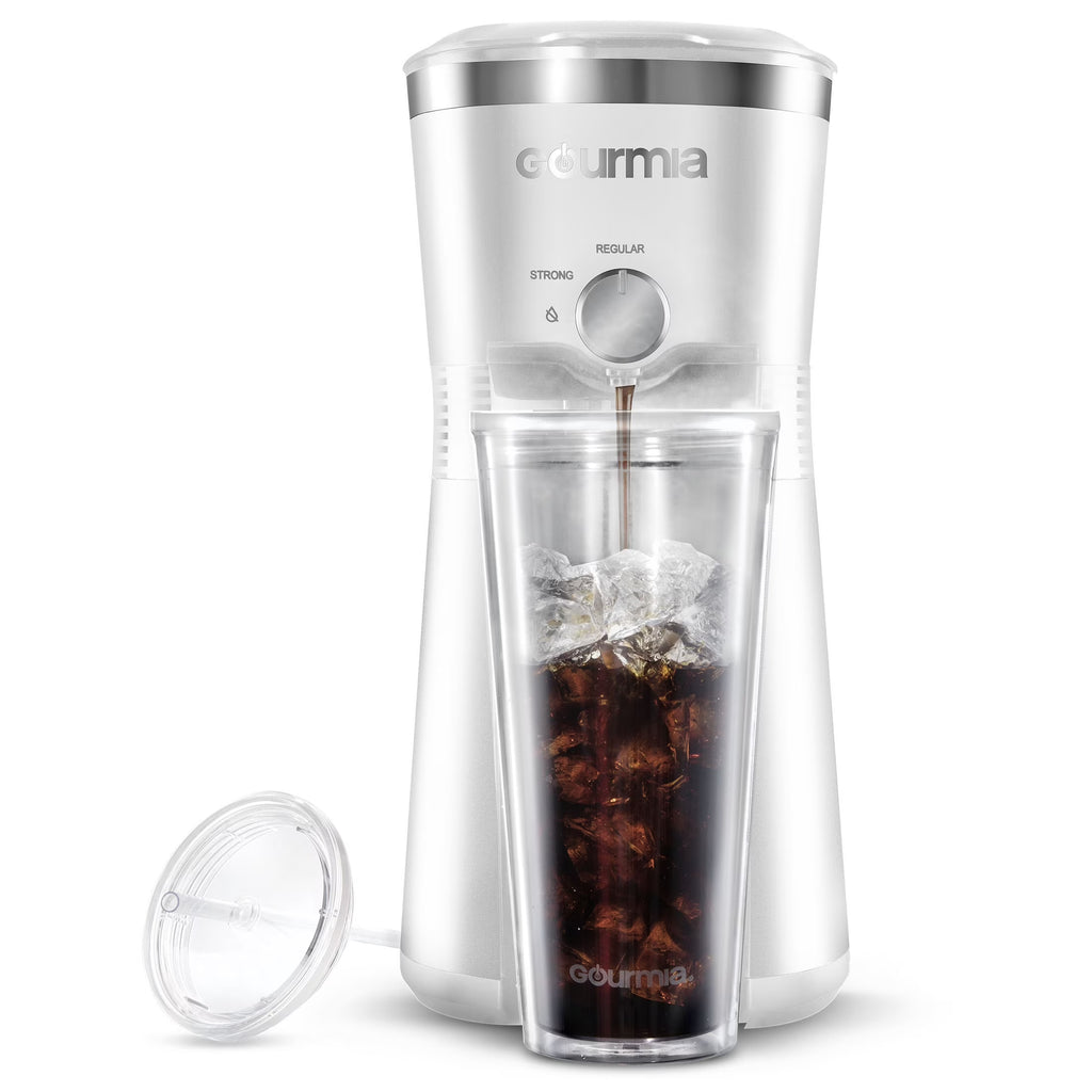 Iced Coffee Maker with 25 Fl Oz. Reusable Tumbler, White