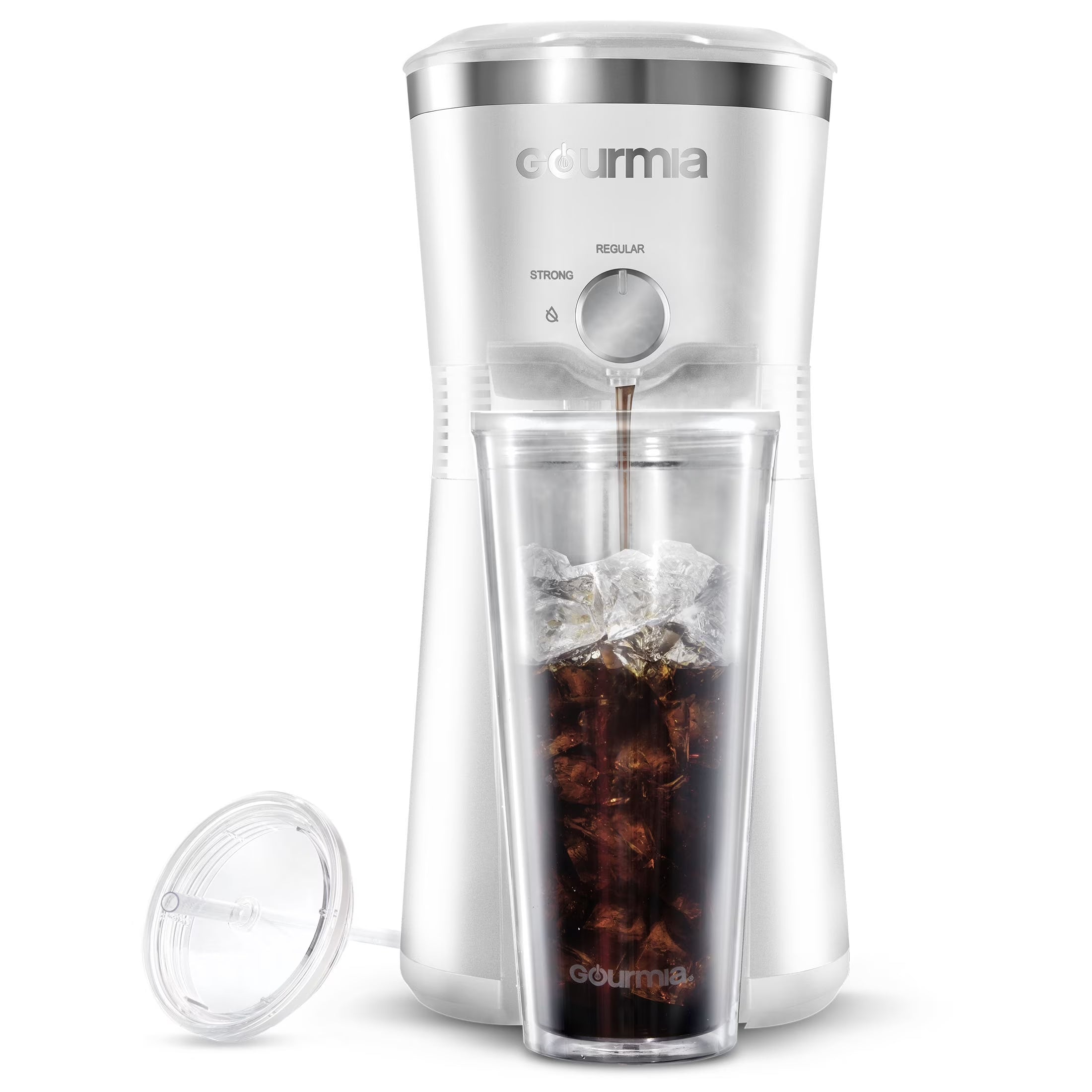 Iced Coffee Maker with 25 Fl Oz. Reusable Tumbler, White
